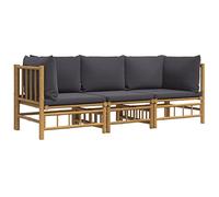 vidaXL Set Salotto da Giardino 3pz con Cuscini Grigio Scuro Bambù