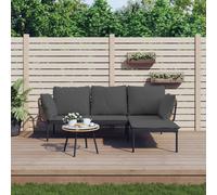 vidaXL Set Salotto da Giardino 3pz con Cuscini Grigio Scuro Polyrattan