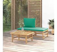 vidaXL Set Salotto da Giardino 3pz con Cuscini Verdi Bambù