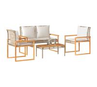 vidaXL Set Salotto da Giardino 4 pz con Cuscini Beige Misto Polyrattan