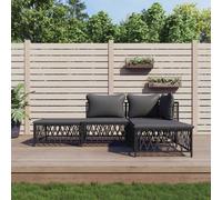 Set Salotto da Giardino 4 pz con Cuscini in Acciaio Antracite