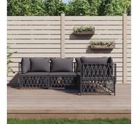 Set Salotto da Giardino 4 pz con Cuscini in Acciaio Antracite