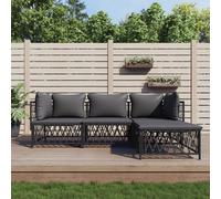 Set Salotto da Giardino 4 pz con Cuscini in Acciaio Antracite
