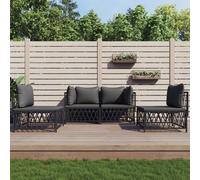 Set Salotto da Giardino 4 pz con Cuscini in Acciaio Antracite