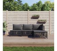 Set Salotto da Giardino 4 pz con Cuscini in Acciaio Antracite