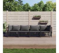 Set Salotto da Giardino 4 pz con Cuscini in Acciaio Antracite