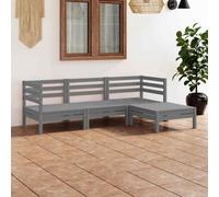 vidaXL Set Salotto da Giardino 4 pz in Legno Massello di Pino Grigio