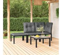 vidaXL Set Salotto da Giardino 4 pz Nero e Grigio in Polyrattan