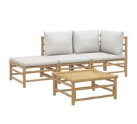 vidaXL Set Salotto da Giardino 4pz con Cuscini Grigio Chiaro bambù
