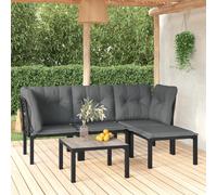 vidaXL Set Salotto da Giardino 5 pz Nero e Grigio in Polyrattan