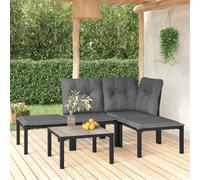 vidaXL Set Salotto da Giardino 5 pz Nero e Grigio in Polyrattan