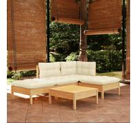 vidaXL Set Salotto da Giardino 5pz con Cuscini Crema in Legno di Pino