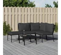 Set Salotto da Giardino 5pz con Cuscini Grigi in Acciaio