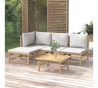 vidaXL Set Salotto da Giardino 5pz con Cuscini Grigio Chiaro Bambù