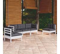Set Salotto da Giardino 5pz con Cuscini Legno Massello di Pino