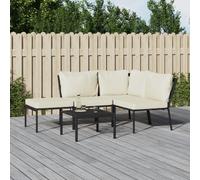 vidaXL Set Salotto da Giardino 5pz con Cuscini Sabbia in Acciaio