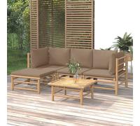 vidaXL Set Salotto da Giardino 5pz con Cuscini Tortora Bambù