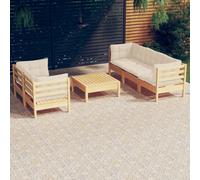 vidaXL Set Salotto da Giardino 6 pz con Cuscini Crema Legno di Pino