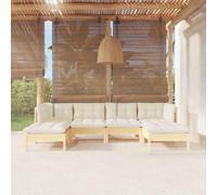 vidaXL Set Salotto da Giardino 6 pz con Cuscini Crema Legno di Pino