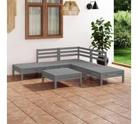 vidaXL Set Salotto da Giardino 6 pz in Legno Massello di Pino Grigio