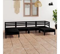 vidaXL Set Salotto da Giardino 6 pz in Legno Massello di Pino Nero