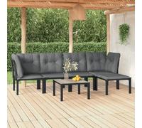vidaXL Set Salotto da Giardino 6 pz in Polyrattan Nero e Grigio