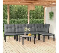 vidaXL Set Salotto da Giardino 6 pz in Polyrattan Nero e Grigio