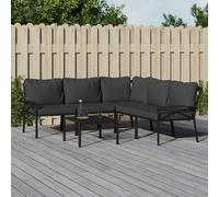 vidaXL Set Salotto da Giardino 6pz con Cuscini Grigi in Acciaio