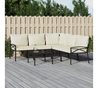 vidaXL Set Salotto da Giardino 6pz con Cuscini Sabbia in Acciaio