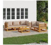 VIDAXL - Set Salotto Da Giardino 6pz Con Cuscini Tortora Legno Massello