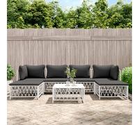 vidaXL Set Salotto da Giardino 7 pz con Cuscini in Acciaio Bianco