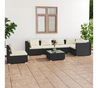 vidaXL Set Salotto da Giardino 7 pz con Cuscini in Polyrattan Nero
