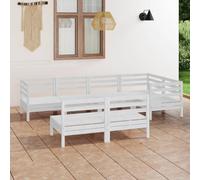 VidaXL Set Salotto da Giardino 7 pz in Legno Massello di Pino Bianco