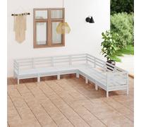 VidaXL Set Salotto da Giardino 7 pz in Legno Massello di Pino Bianco