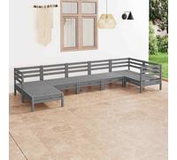 VidaXL Set Salotto da Giardino 7 pz in Legno Massello di Pino Grigio