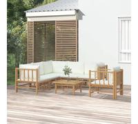 vidaXL Set Salotto da Giardino 7pz con Cuscini Bianco Crema in Bambù