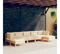 vidaXL Set Salotto da Giardino 7pz con Cuscini Crema in Legno di Pino