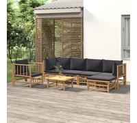 vidaXL Set Salotto da Giardino 7pz con Cuscini Grigio Scuro bambù