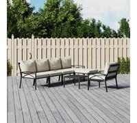 vidaXL Set Salotto da Giardino 7pz con Cuscini Sabbia in Acciaio