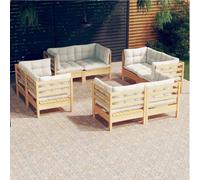 vidaXL Set Salotto da Giardino 8 pz con Cuscini Crema in Legno di Pino
