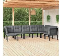 vidaXL Set Salotto da Giardino 8 pz Nero e Grigio in Polyrattan