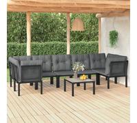 vidaXL Set Salotto da Giardino 8 pz Nero e Grigio in Polyrattan
