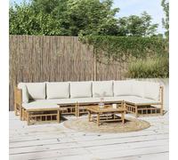 vidaXL Set Salotto da Giardino 8pz con Cuscini Bianco Crema in Bambù