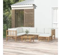 vidaXL Set Salotto da Giardino 8pz con Cuscini Bianco Crema in Bambù