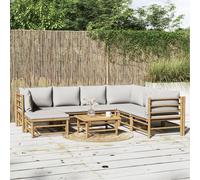 vidaXL Set Salotto da Giardino 8pz con Cuscini Grigio Chiaro Bambù