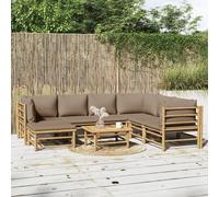 vidaXL Set Salotto da Giardino 8pz con Cuscini Tortora Bambù