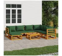 VIDAXL - Set Salotto Da Giardino 8pz Con Cuscini Verdi In Legno Massello