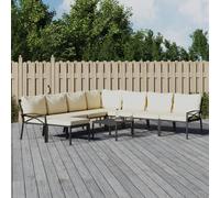 vidaXL Set Salotto da Giardino 9pz con Cuscini Sabbia in Acciaio