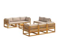 vidaXL Set Salotto da Giardino Componibile 9 Pezzi Naturale
