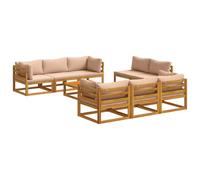 vidaXL Set Salotto da Giardino Componibile 9 Pezzi Naturale